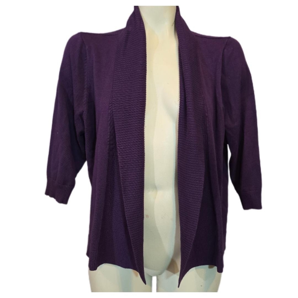 89th & Madison Open-Front Purple‎ Shawl Collar Cardigan